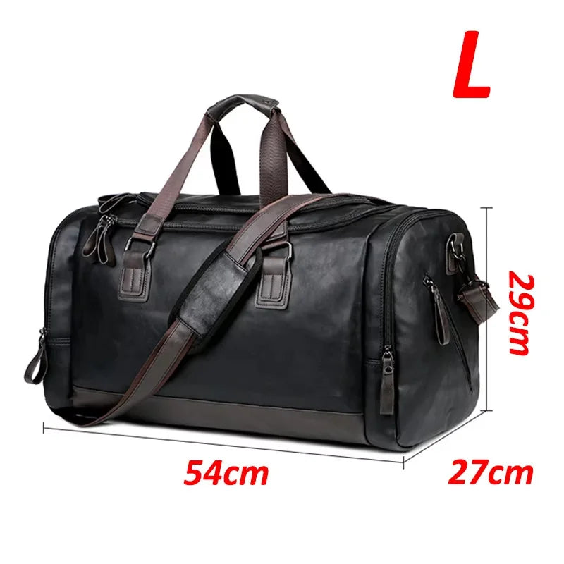 Leder-Reisetasche für Herren – wasserdichter Weekender aus PU-Leder mit Umhängegurt
