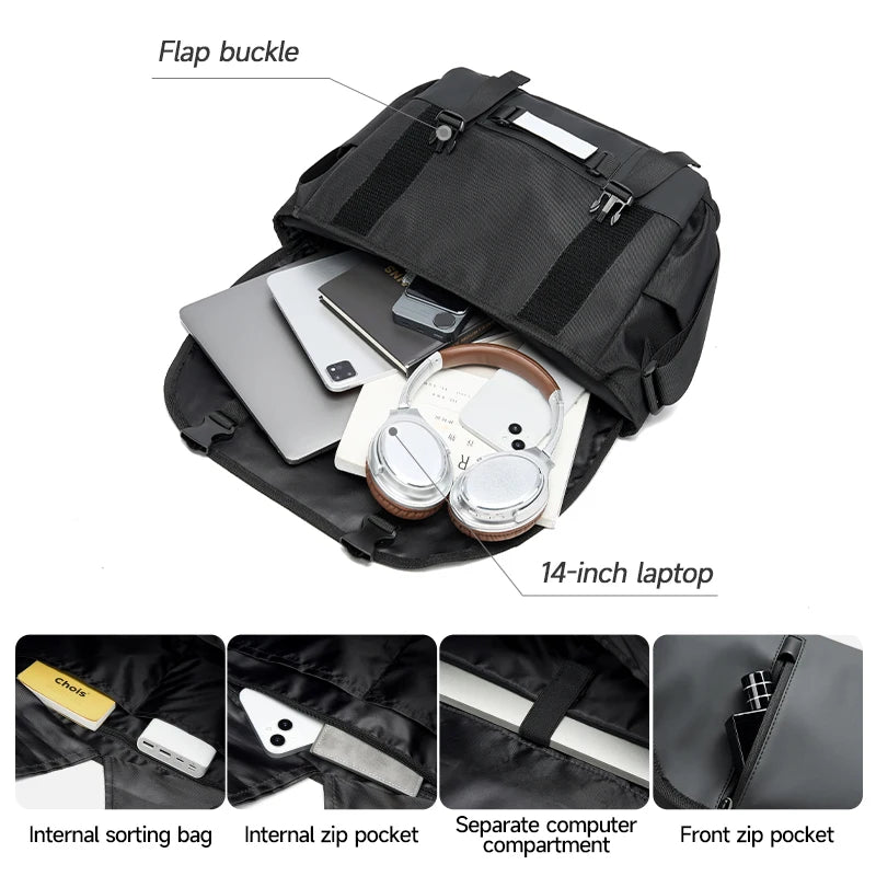 Wasserdichte Messenger Bag für Herren – Multifunktionale Umhängetasche mit großem Fassungsvermögen für Schule, Reisen und den Geschäftsalltag
