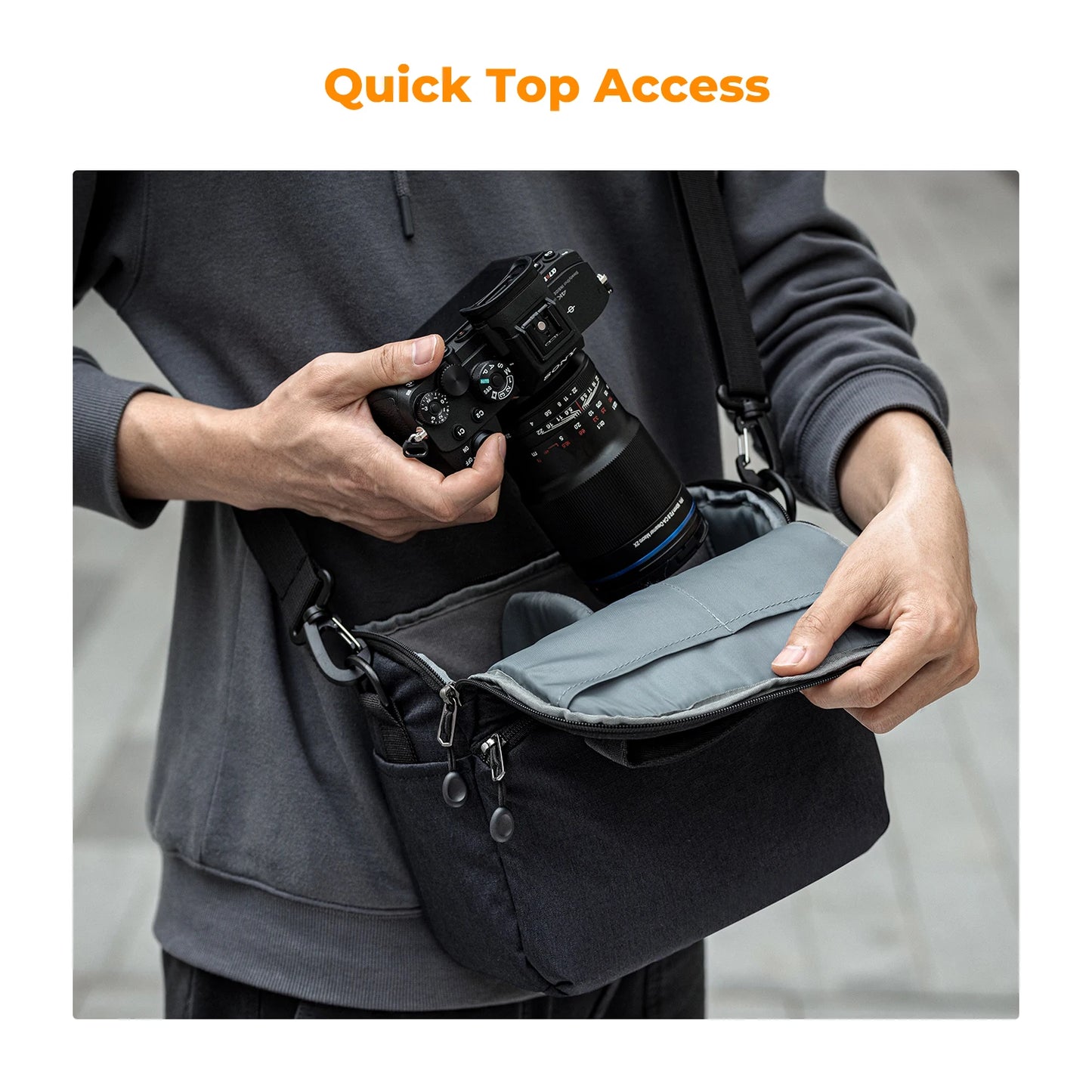 K&F Concept Wasserdichte Kameratasche – Kompakter Umhängerucksack für DSLR, SLR und Instax Mini 12