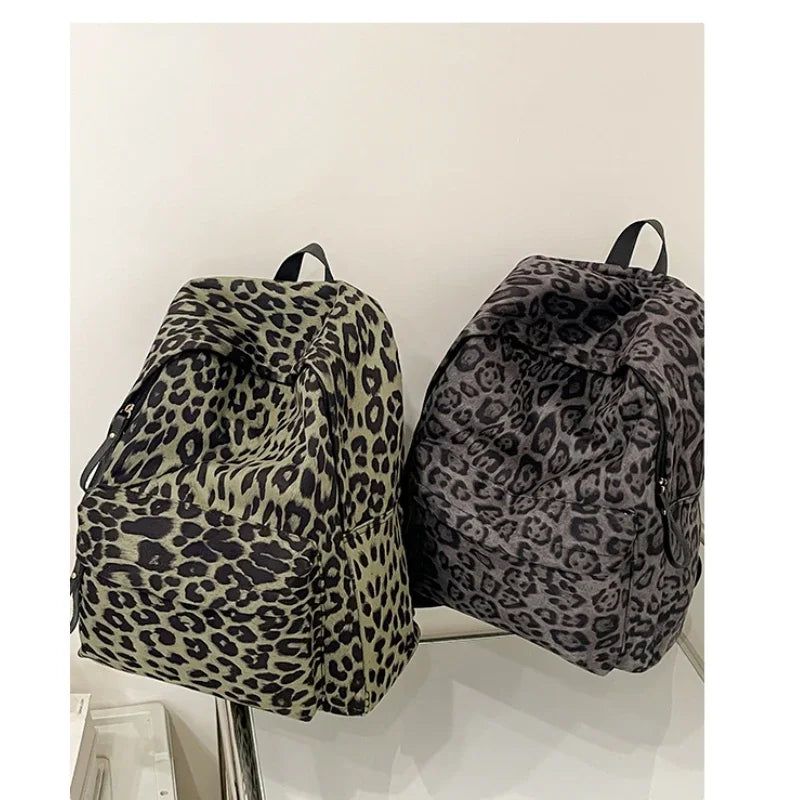 Modischer Rucksack für Damen mit Leopardenmuster – Stilvolle Tasche mit großem Fassungsvermögen für Reisen, Schule und den täglichen Gebrauch
