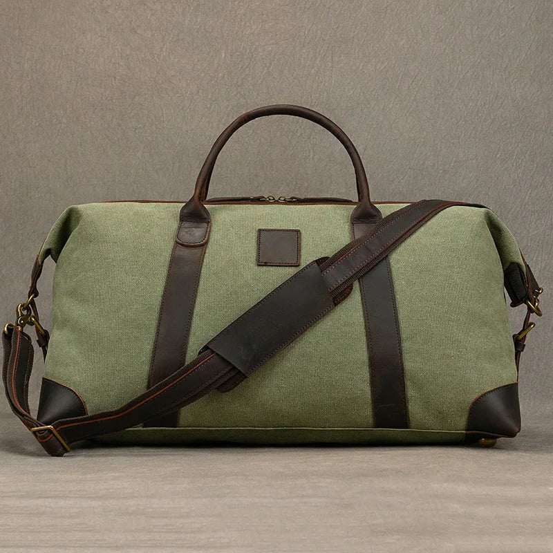 Reisetasche aus Canvas-Leder für Herren – Großes Wochenend-Schultergepäck