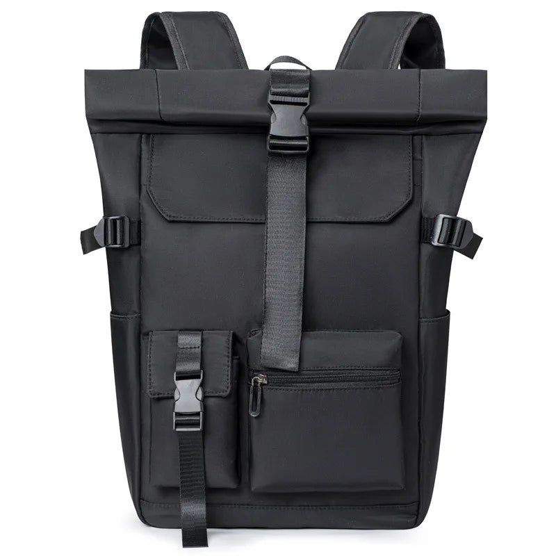 Roll-Top Backpack Unisex Fashionable Casual Travel Bag with Laptop Compartment Softback