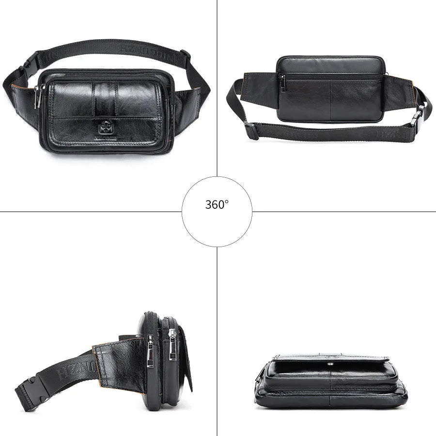 Unisex Luxus-Gürteltasche aus Leder – Sling- und Bauchtasche aus echtem Leder für den täglichen Gebrauch