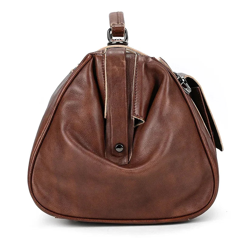 Unisex Genuine Leather Duffle Bag – Luxury Designer Travel Handbag for Business, Weekend & Flights (45cm)