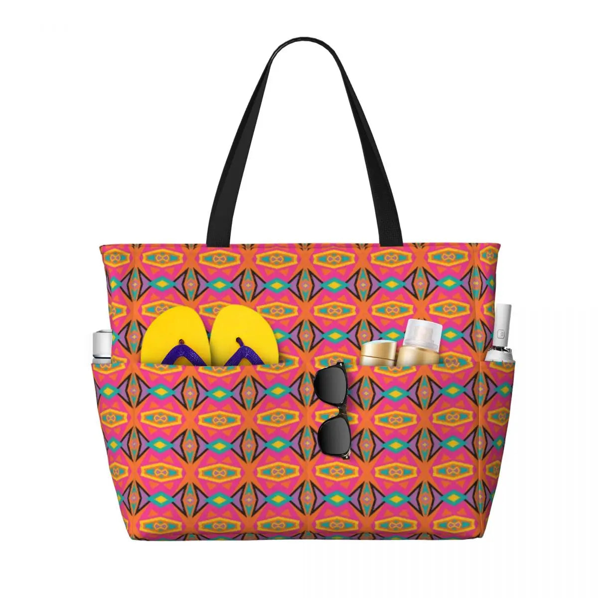 Custom Ethnic Print Travel Tote Bag Women Large Capacity