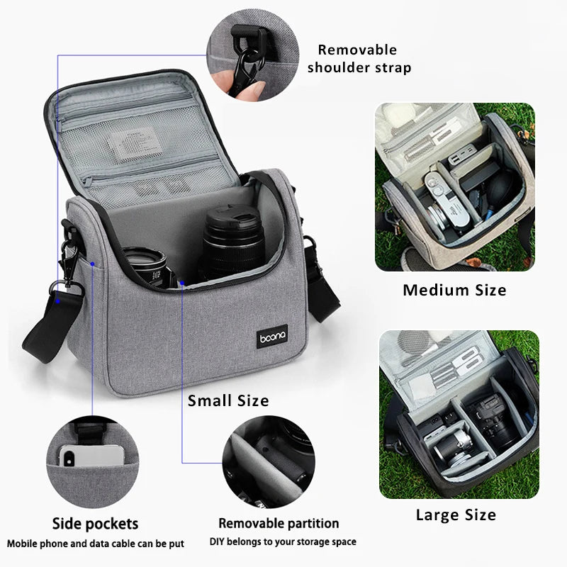 Wasserdichte DSLR-Kamera-Umhängetasche – Objektiv- und Fotoausrüstungstasche für Canon, Nikon, Sony und spiegellose Kameras