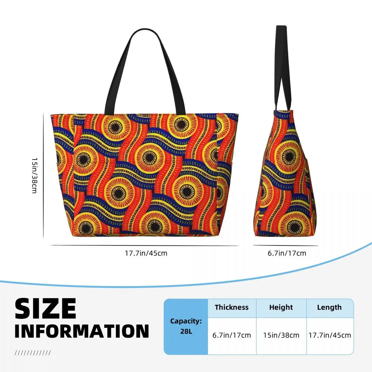 Custom Ethnic Print Travel Tote Bag Women Large Capacity