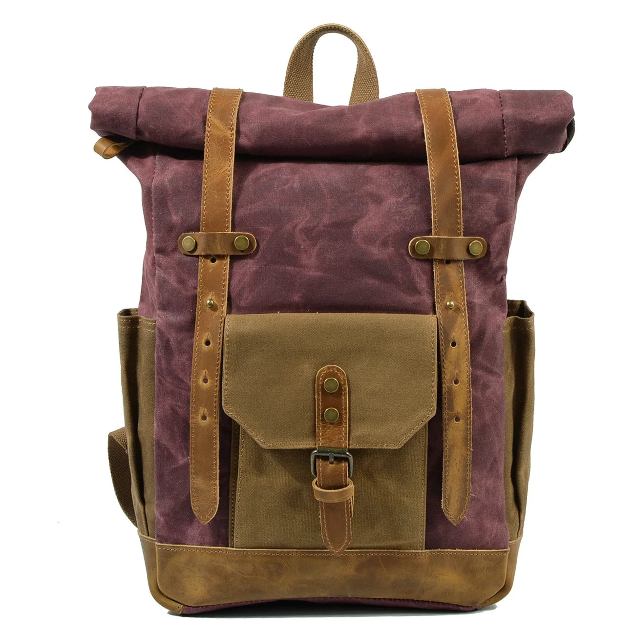 Luxury Vintage Canvas Backpack for Men – Oil Wax Leather Travel Rucksack, Large Waterproof Retro Daypack