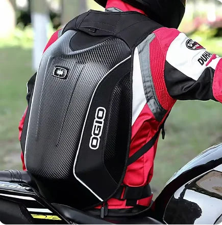 Ogio 30–48 l Carbonfaser-Motorradrucksack – wasserdichte Hartschalen-Renntasche für Integralhelme, MX- und Motocross-Ausrüstung
