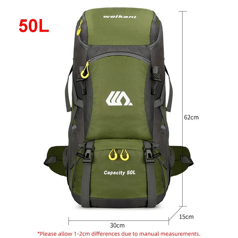 50L wasserdichter Wanderrucksack – Reise- und Campingrucksack mit großem Fassungsvermögen