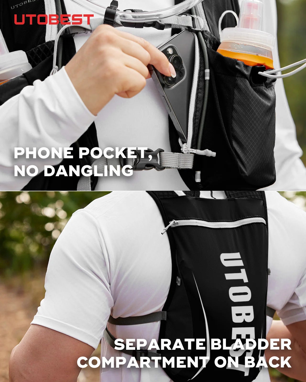UTOBEST 5L Ultraleichte Lauf-Trinkweste – Atmungsaktiver Trail-Rucksack für Radfahren, Wandern und Marathons