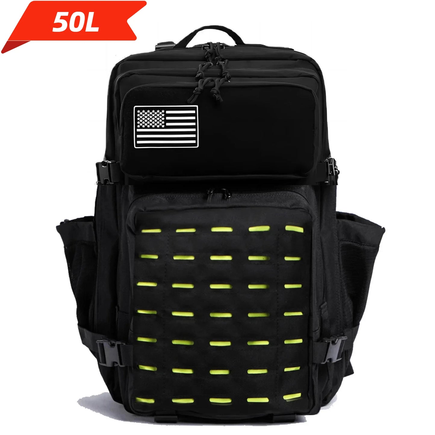 25L/50L Tactical MOLLE Backpack – Hunting, Hiking & Gym Rucksack for Men with 2 Bottle Holders, EDC Outdoor Bag