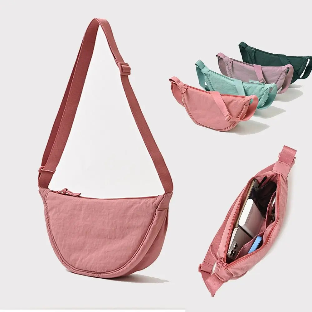 Damen-Umhängetasche aus Nylon – Stilvolle, einfarbige Umhänge- und Unterarmtasche für lässige und sportliche Looks