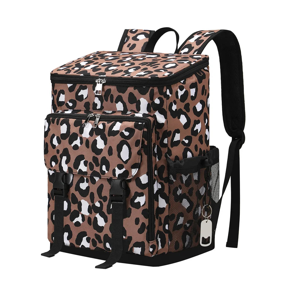 Isolierter Kühlrucksack mit Leopardenmuster – Weiche, wasserdichte Oxford-Lunchtasche für Strand, Wandern, Einkaufen und Aufbewahrung von Dosen im Sommer