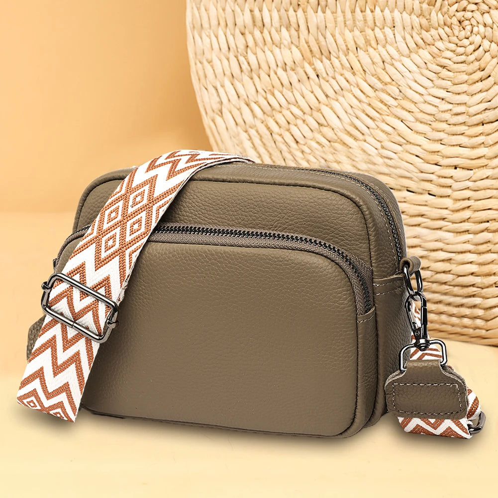 Echtleder Damen Crossbody Schultertasche - Stylische Handytasche mit verstellbarem Riemen