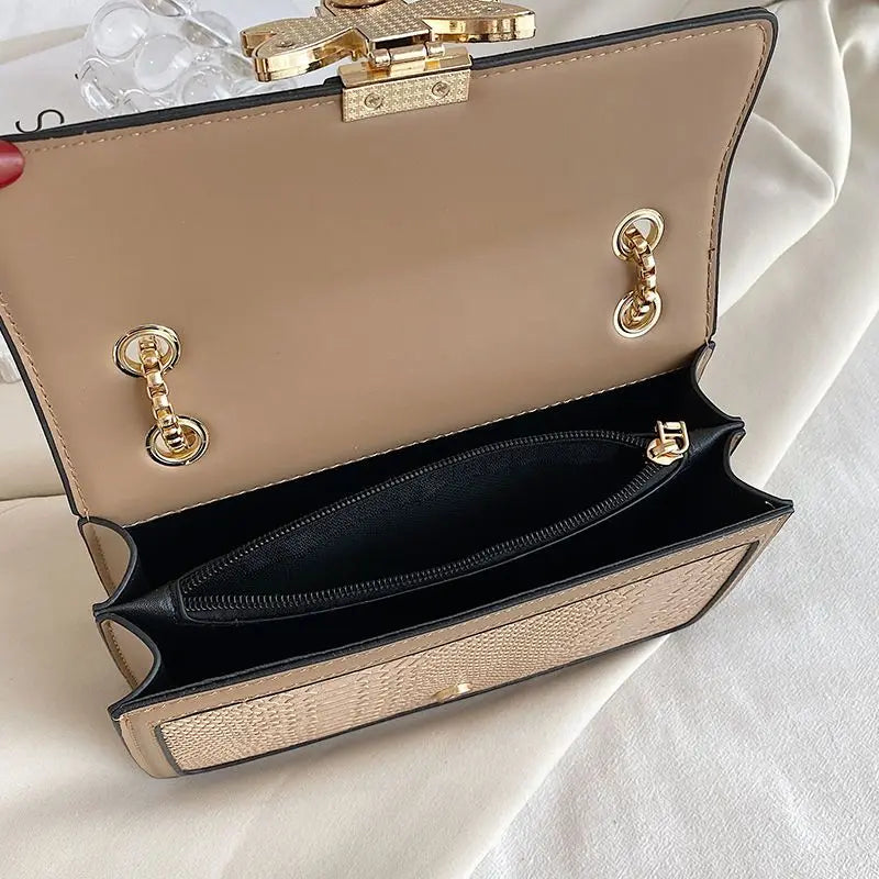 Luxuriöse Bee Lock Handtasche für Damen – Tragetasche und Umhängetasche aus Leder mit Krokodilprägung | Schicker, lässiger Stil mit Designer-Flair