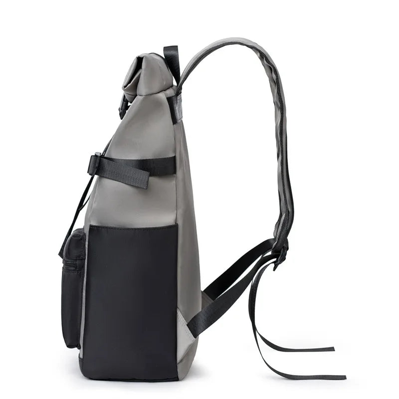 Roll-Top Backpack Unisex Fashionable Casual Travel Bag with Laptop Compartment Softback