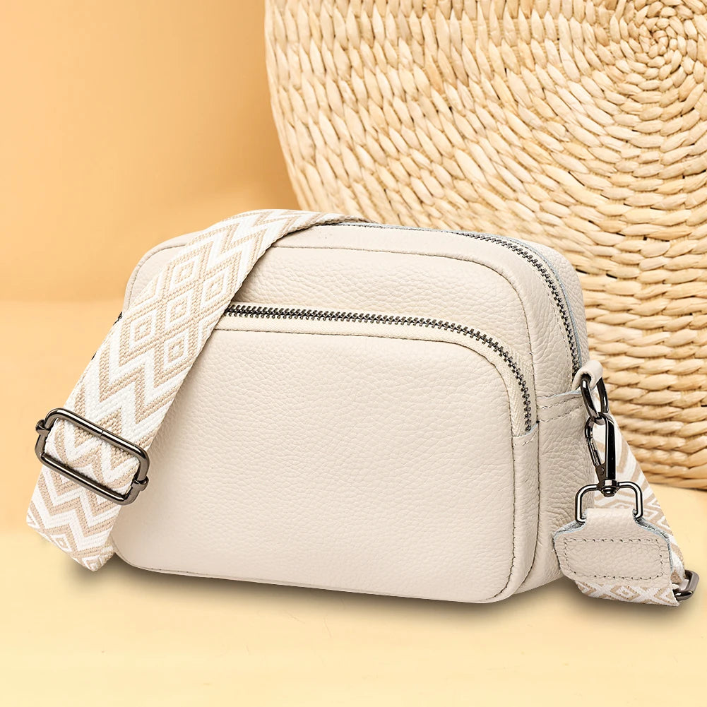 Echtleder Damen Crossbody Schultertasche - Stylische Handytasche mit verstellbarem Riemen