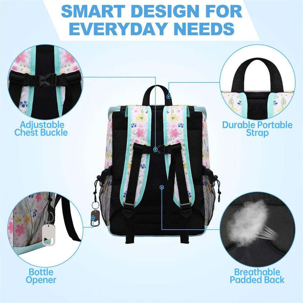 Isolierter Kühlrucksack mit Leopardenmuster – Weiche, wasserdichte Oxford-Lunchtasche für Strand, Wandern, Einkaufen und Aufbewahrung von Dosen im Sommer