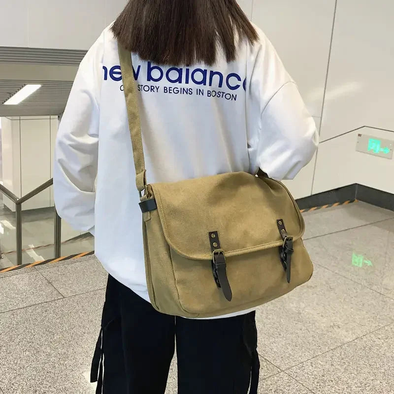 Vintage Canvas Umhängetasche – Großes Fassungsvermögen Schultertasche Messenger für Damen & Herren