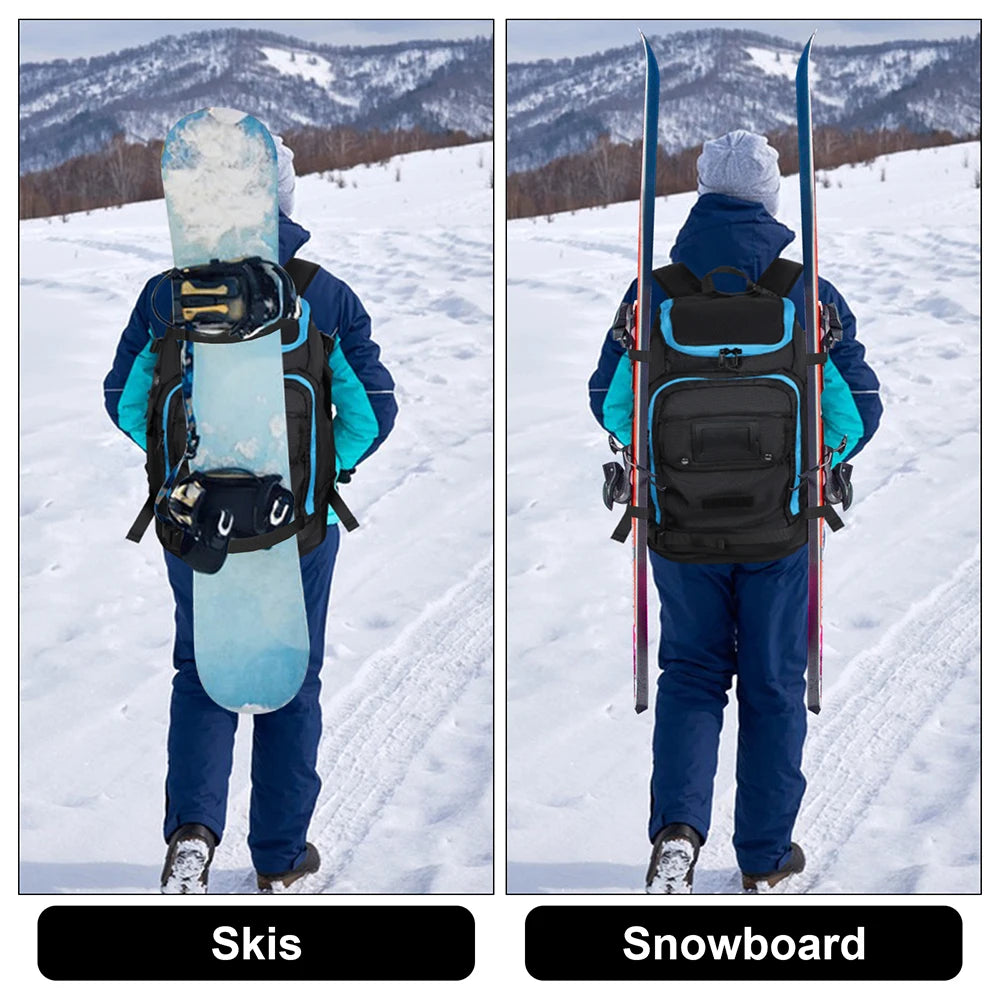 50L Ski Boot Bag Backpack – Waterproof Travel Snowboard Gear Bag with Helmet & Goggles Storage, Dry/Wet Separation