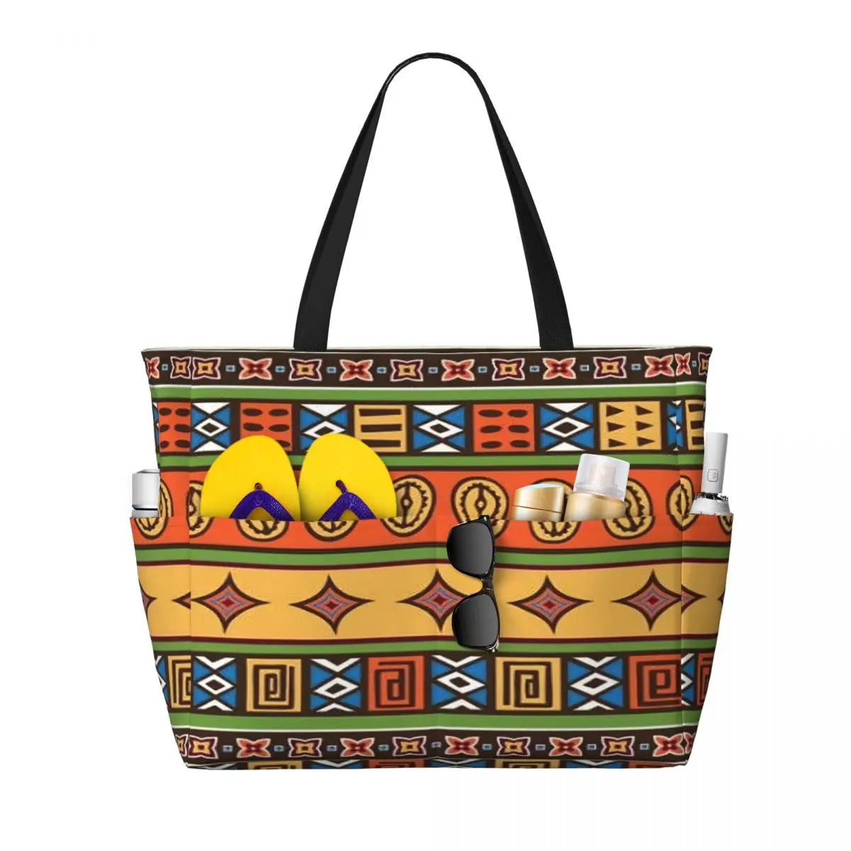 Custom Ethnic Print Travel Tote Bag Women Large Capacity