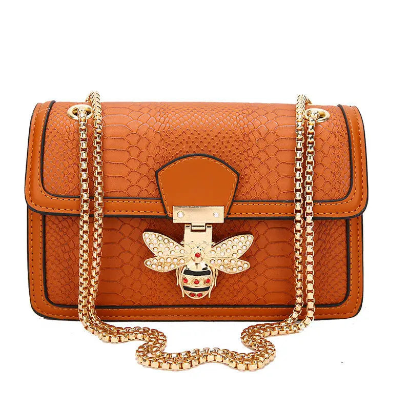 Luxuriöse Bee Lock Handtasche für Damen – Tragetasche und Umhängetasche aus Leder mit Krokodilprägung | Schicker, lässiger Stil mit Designer-Flair