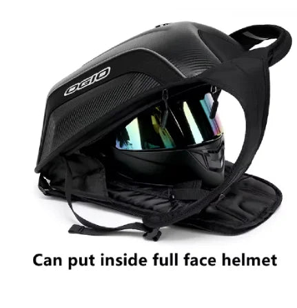 Ogio 30–48 l Carbonfaser-Motorradrucksack – wasserdichte Hartschalen-Renntasche für Integralhelme, MX- und Motocross-Ausrüstung