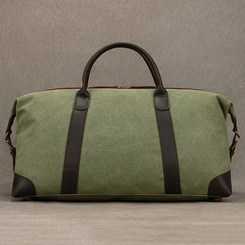 Reisetasche aus Canvas-Leder für Herren – Großes Wochenend-Schultergepäck