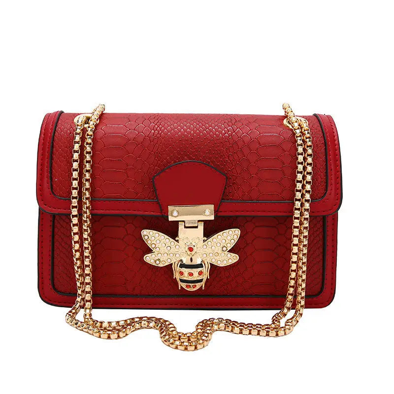 Luxuriöse Bee Lock Handtasche für Damen – Tragetasche und Umhängetasche aus Leder mit Krokodilprägung | Schicker, lässiger Stil mit Designer-Flair
