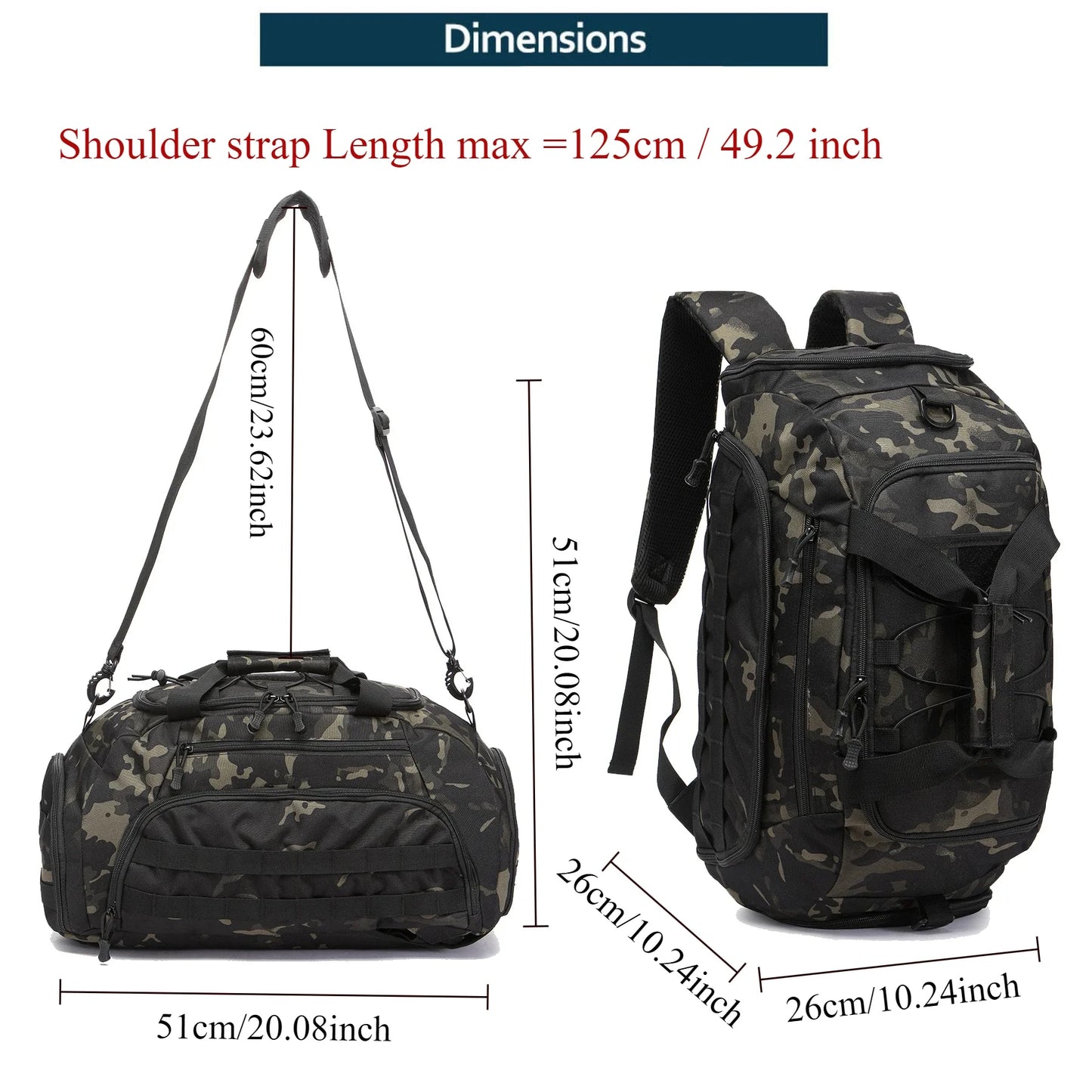 3-in-1-Sportrucksack mit Schuhfach – wandelbare Reisetasche & Sling Bag für Damen & Herren, Weekender & Reisetasche