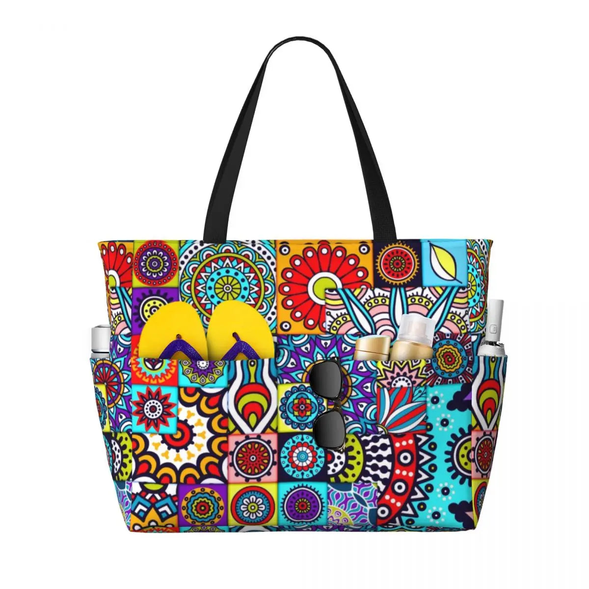 Custom Ethnic Print Travel Tote Bag Women Large Capacity