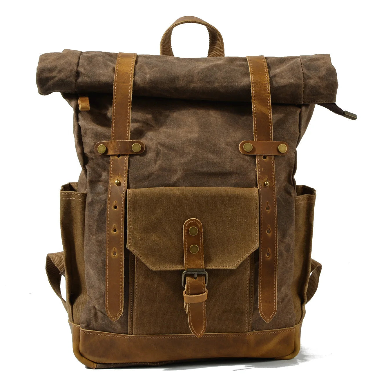 Luxury Vintage Canvas Backpack for Men – Oil Wax Leather Travel Rucksack, Large Waterproof Retro Daypack