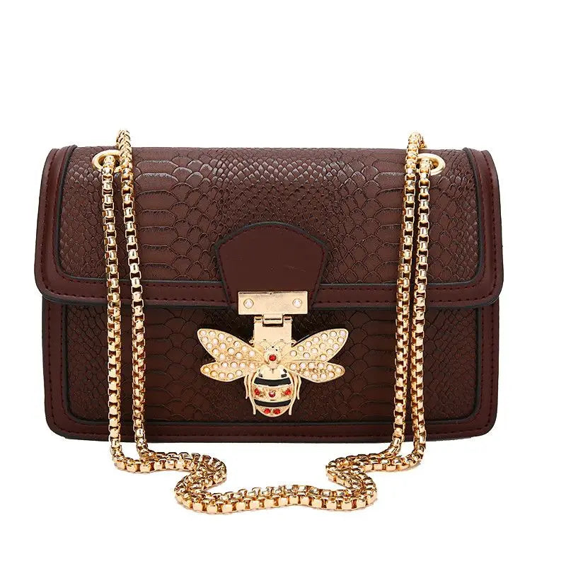 Luxuriöse Bee Lock Handtasche für Damen – Tragetasche und Umhängetasche aus Leder mit Krokodilprägung | Schicker, lässiger Stil mit Designer-Flair