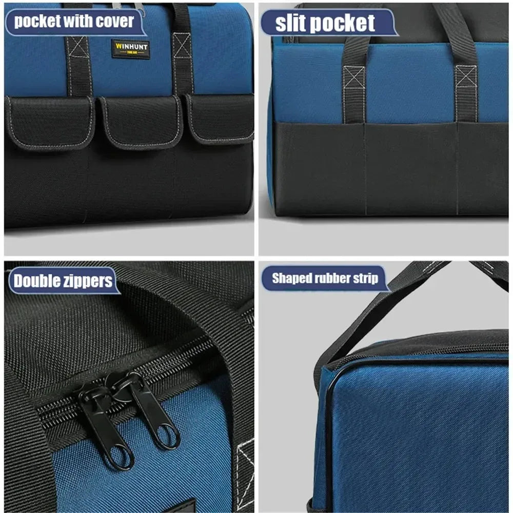 Wasserdichte Werkzeugtasche mit 30 % mehr Kapazität – Werkzeugtasche mit mehreren Taschen für Elektriker und Bauunternehmer