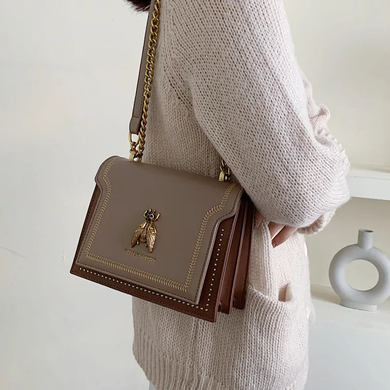 CGCBAG Retro-Bienen-Handtasche für Damen – 2024 Luxus-inspirierte Schulter- und Umhängetasche | Schlichtes, stilvolles und hochwertiges Leder
