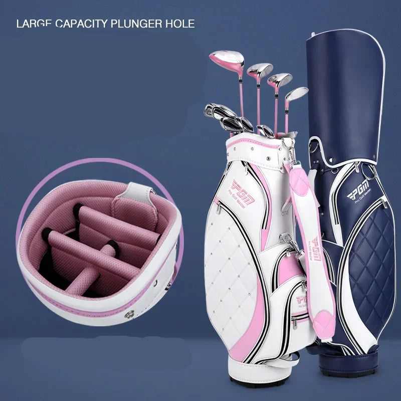 PGM Pink-Weiße Damen-Golftasche QB103 – Leichte, wasserdichte TPU-Schlägertasche, langlebig und stylisch mit Balltasche