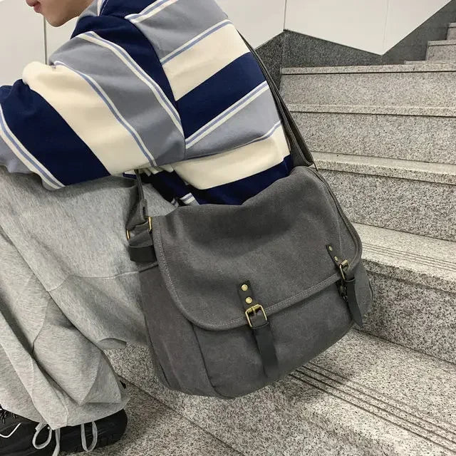 Vintage Canvas Umhängetasche – Großes Fassungsvermögen Schultertasche Messenger für Damen & Herren