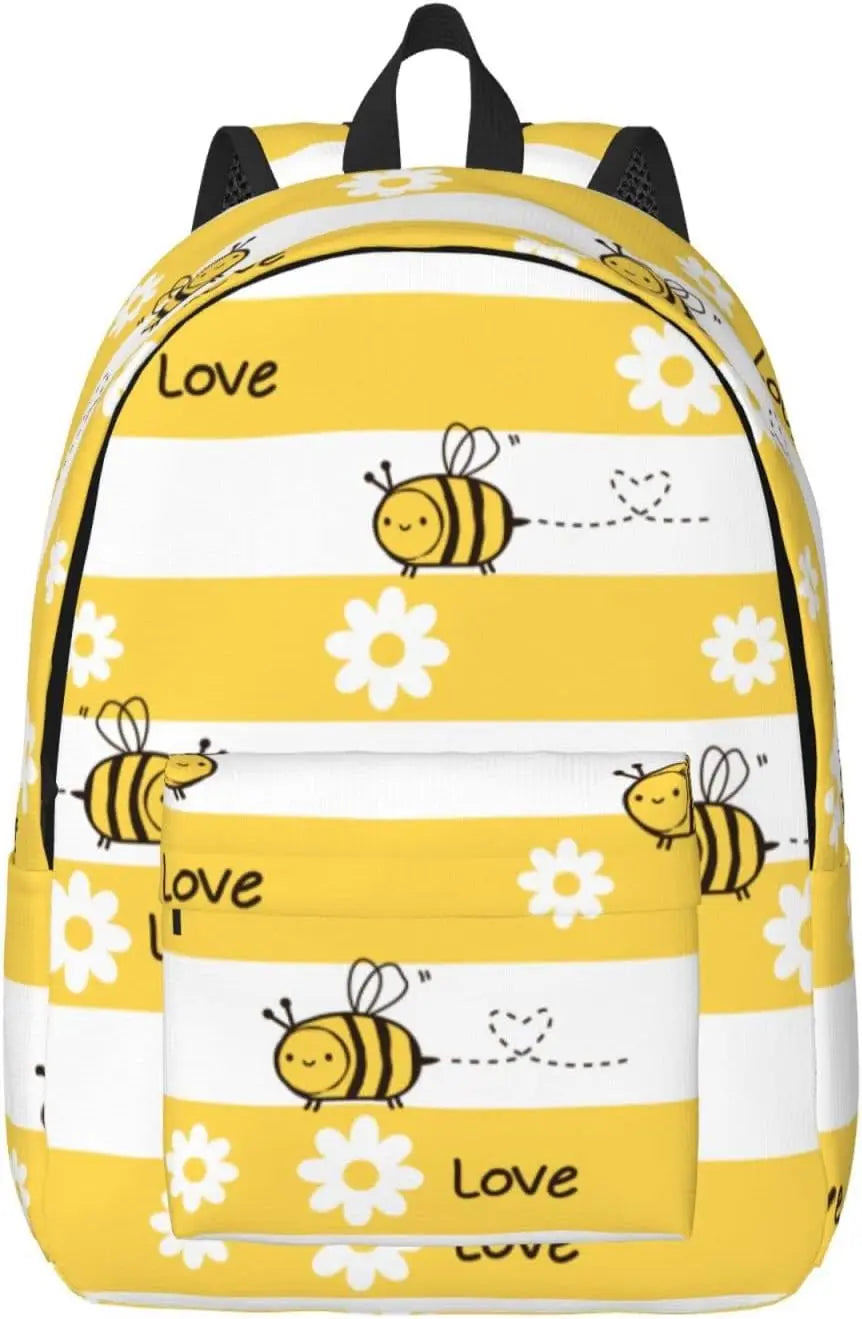 Honey Bee Canvas Laptop-Rucksack – Leichter Unisex-Tagesrucksack für Reisen und Outdoor