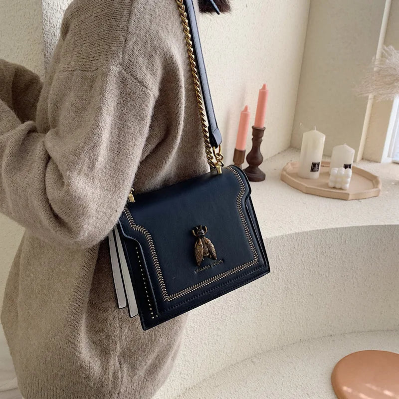 CGCBAG Retro-Bienen-Handtasche für Damen – 2024 Luxus-inspirierte Schulter- und Umhängetasche | Schlichtes, stilvolles und hochwertiges Leder