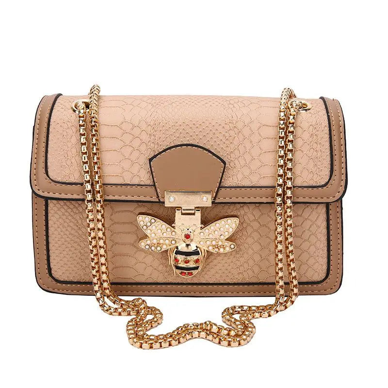 Luxuriöse Bee Lock Handtasche für Damen – Tragetasche und Umhängetasche aus Leder mit Krokodilprägung | Schicker, lässiger Stil mit Designer-Flair