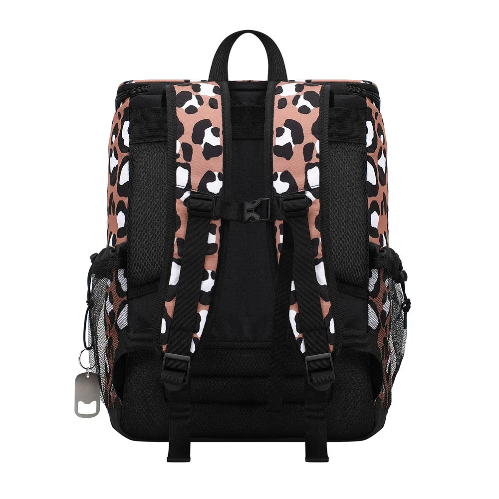 Isolierter Kühlrucksack mit Leopardenmuster – Weiche, wasserdichte Oxford-Lunchtasche für Strand, Wandern, Einkaufen und Aufbewahrung von Dosen im Sommer