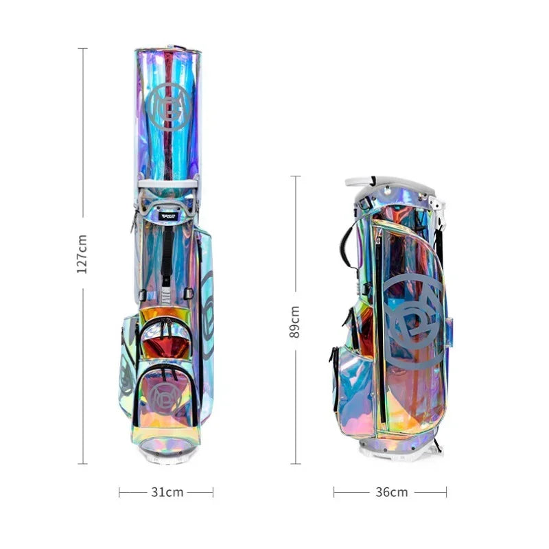 PGM Damen-Golftasche QB131 – Ultraleichte, wasserdichte TPU-Standtasche, mehrfarbiger und transparenter Schlägerträger