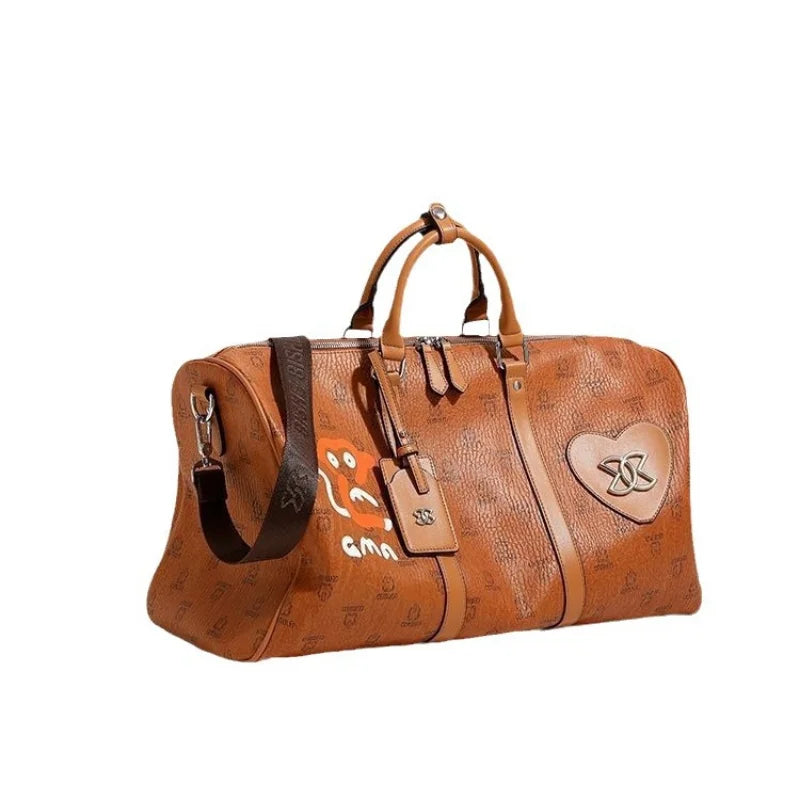 Leather Travel Duffle Bag Women's – Large Capacity Luggage Tote, Versatile Shoulder & Crossbody