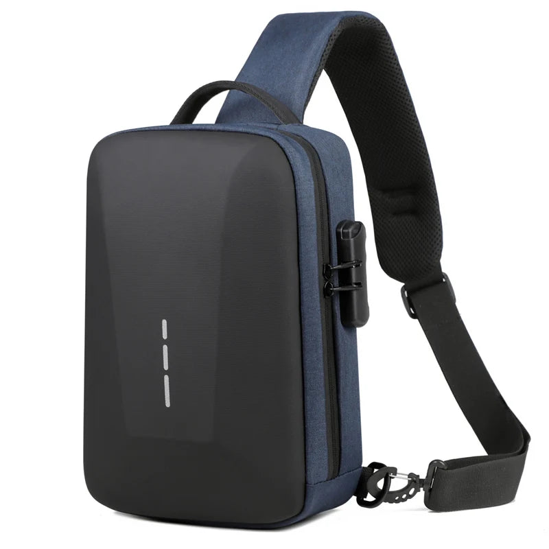 Diebstahlsichere Crossbody-Brusttasche für Herren – USB-Ladeanschluss, Zahlenschloss und Schultertasche für unterwegs