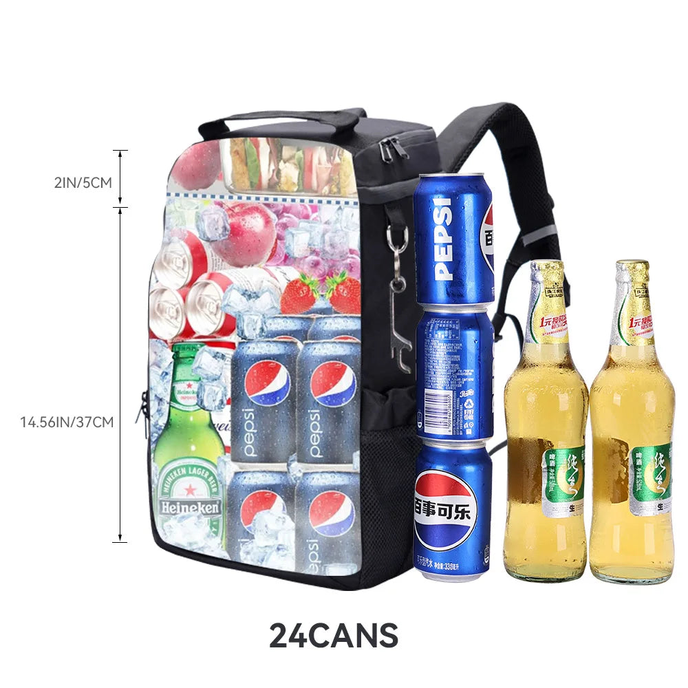 Isolierter Picknick-Kühlrucksack mit großem Fassungsvermögen – Auslaufsichere Thermo-Lunchtasche für Camping, Wandern und Mahlzeiten im Freien mit Flaschenöffner