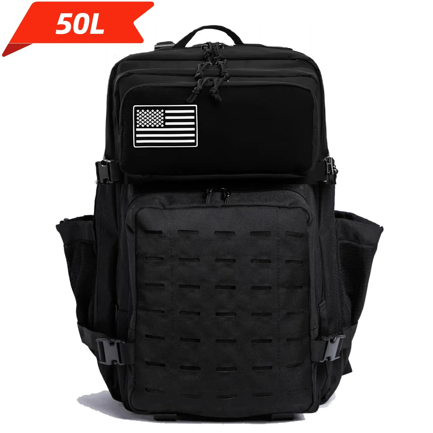 25L/50L Tactical MOLLE Backpack – Hunting, Hiking & Gym Rucksack for Men with 2 Bottle Holders, EDC Outdoor Bag