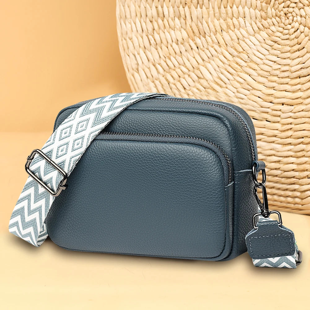 Echtleder Damen Crossbody Schultertasche - Stylische Handytasche mit verstellbarem Riemen