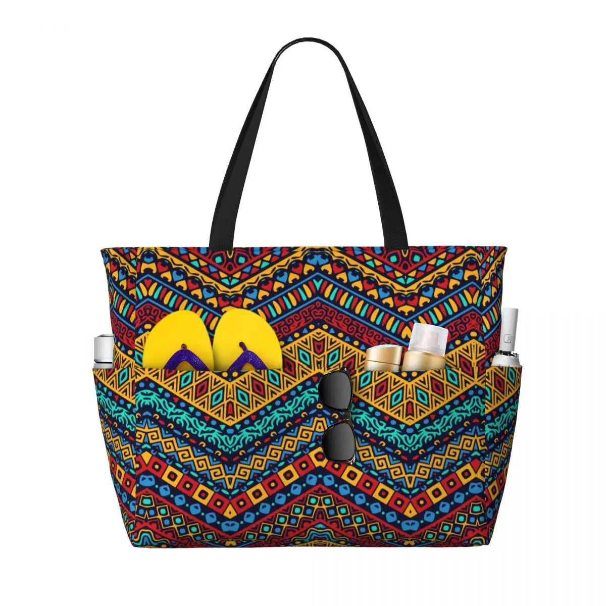 Custom Ethnic Print Travel Tote Bag Women Large Capacity
