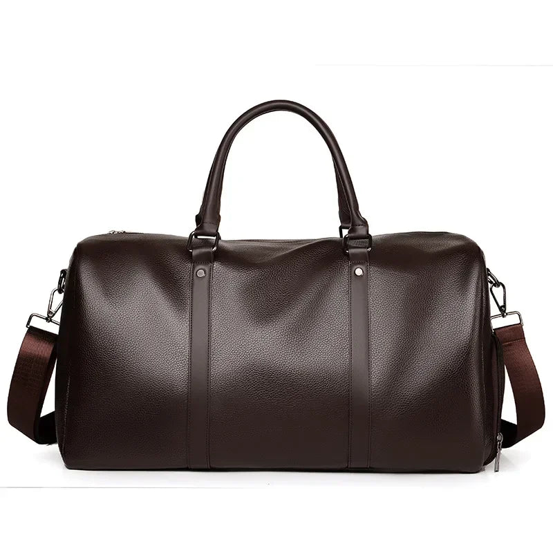 JustGO Leather Travel Bags Men's Handbags Shoulder Vintage Duffle